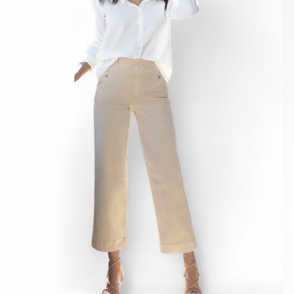 SPANX Perfect Pant Stretch Twill Petite Medium Bone Beige Straight Leg NWT